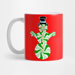 Minty Green and White Spearmint Snowman Mug